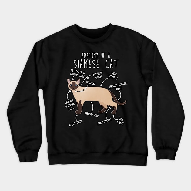 Siamese Cat Anatomy Crewneck Sweatshirt by Psitta